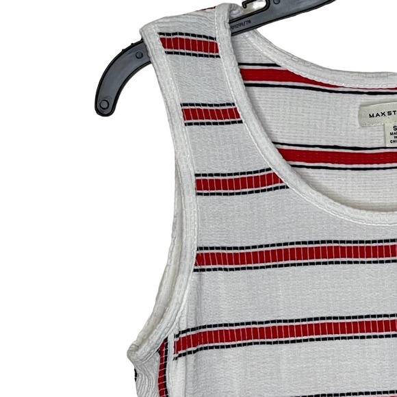 Max Studio Striped Ribbed Stretch Tank Dress‎ Sleeveless Scoop Neck Women Small - Picture 4 of 8